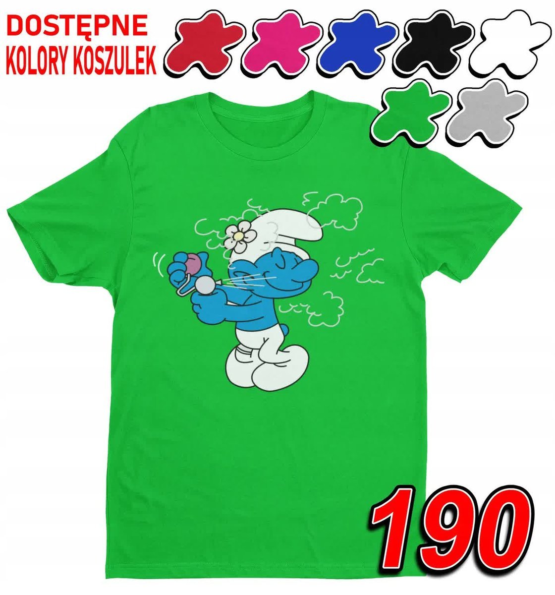 Dziecięca Koszulka T-Shirt Z Nadrukiem Duży Wybór Laluś Smerf -M 134-140