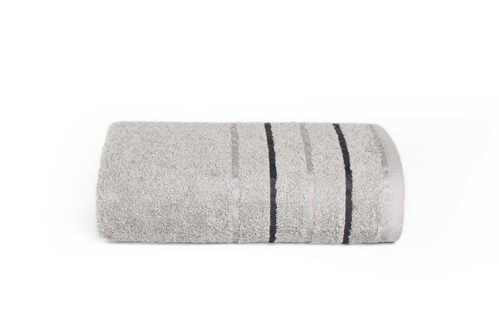 Ręcznik bawełniany, kąpielowy z ozdobnymi paskami Fresh 50x90cm srebrny