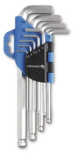 GTV Hogert Klucze sześciokątne imbusowe HEX 1,5-10mm CrV 9 sztuk, HT1W802 HT1W802 - Klucze i nasadki - miniaturka - grafika 2