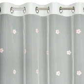 Firany - Firana na przelotkach z haftem w kwiatki ELSA 140X250 biała - miniaturka - grafika 1
