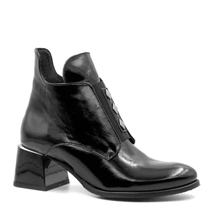 Czarne lakierowane botki LM60504 - Neścior - Botki damskie - miniaturka - grafika 1