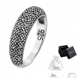 Pierścionek Srebrny pr 925 Pierścień z Markazytami dla Niej Prezent r. 15 - Pierścionki - miniaturka - grafika 1