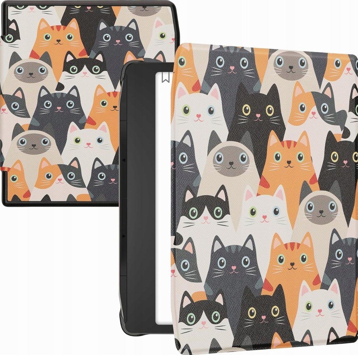 ETUI 16X14X15CM POKROWIEC CZYTNIK EBOOKA OCHRONNY SKÓRZANY ZAPIĘCIE KOTY