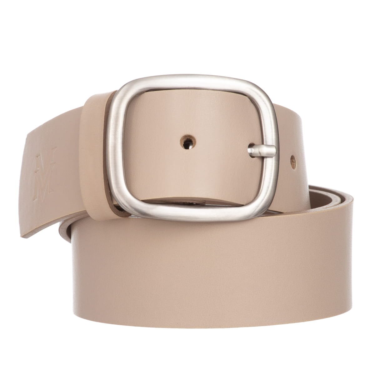 Klasyczny Pasek Damski VerMari Skórzany Jasny Beż 4 cm