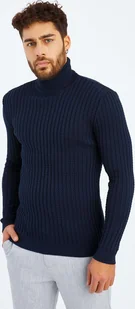 Leif Nelson sweter męski z golfem z cienkiej dzianiny LN-2115, niebieski / XXL - Swetry męskie - miniaturka - grafika 1