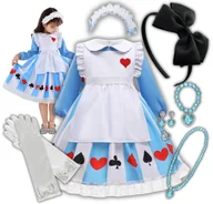 Stroje karnawałowe - Strój Przebranie Sukienka Alicja W Krainie Czarów Zestaw Karnawał 116 / 122 - miniaturka - grafika 1