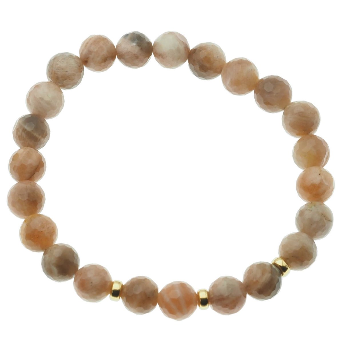 Skorulski Jewellery, Bransoletka 18,2 cm, fasetowany Kamień Słoneczny kulki 8mm i srebro złocone