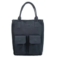 Torebki damskie - Duża Shopperka Torba Skórzana Vezze Tasca Granatowa - miniaturka - grafika 1