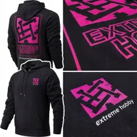 Bluzy męskie - Bluza Bawełniana Męska Z Kapturem Extreme Hobby Flash Różowy R. L - miniaturka - grafika 1
