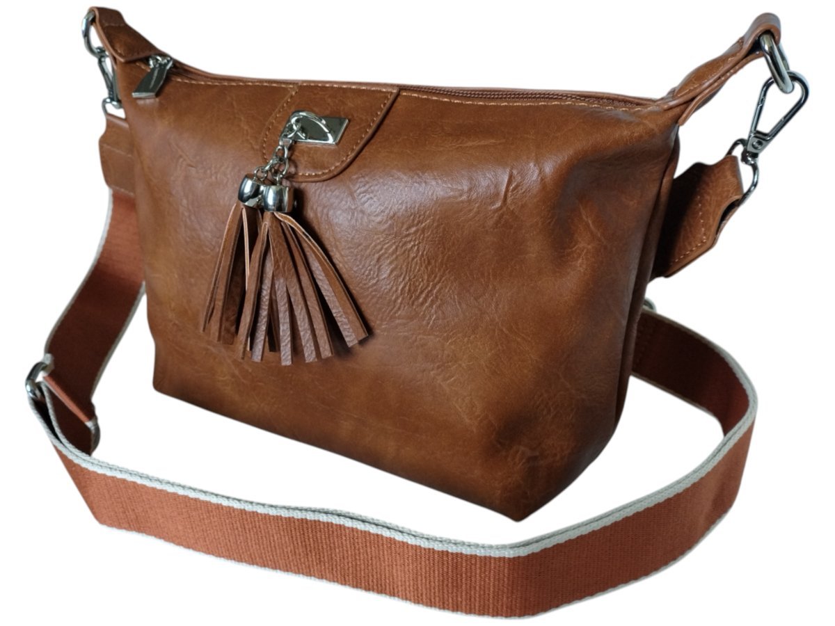 Torebka Damska, Stylowa Mała Listonoszka Na Ramię Brązowa, Miejska