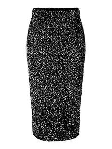 PIECES Damska spódnica Pckam Hw midi, czarny/szczegóły: srebrny, XS - Spódnice - miniaturka - grafika 1
