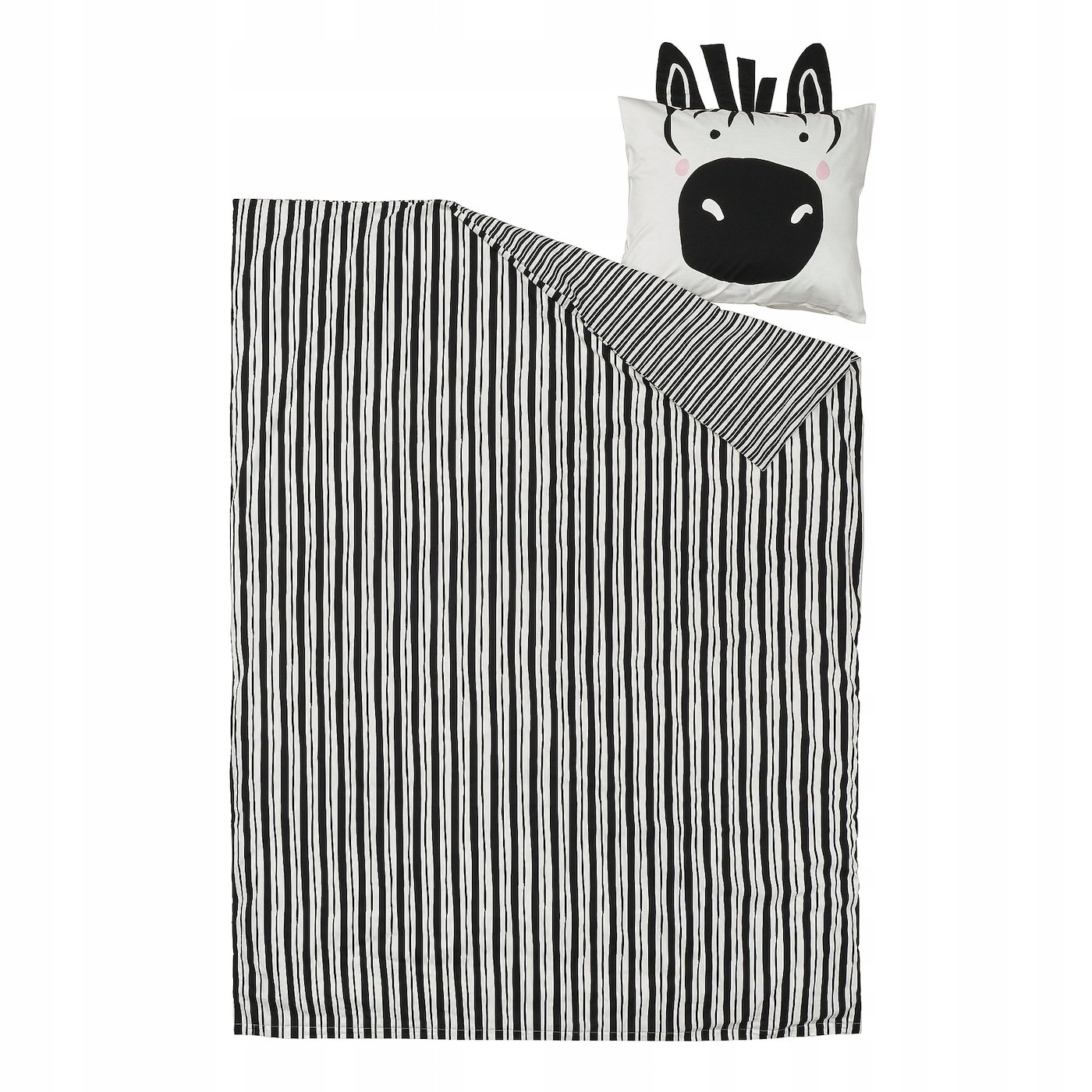 Ikea Natthager Pościel dziecięca 150x200 i poszewka 50x60 zebra czarny biał