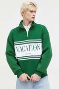 Bluzy męskie - On Vacation bluza męska kolor zielony wzorzysta - miniaturka - grafika 1