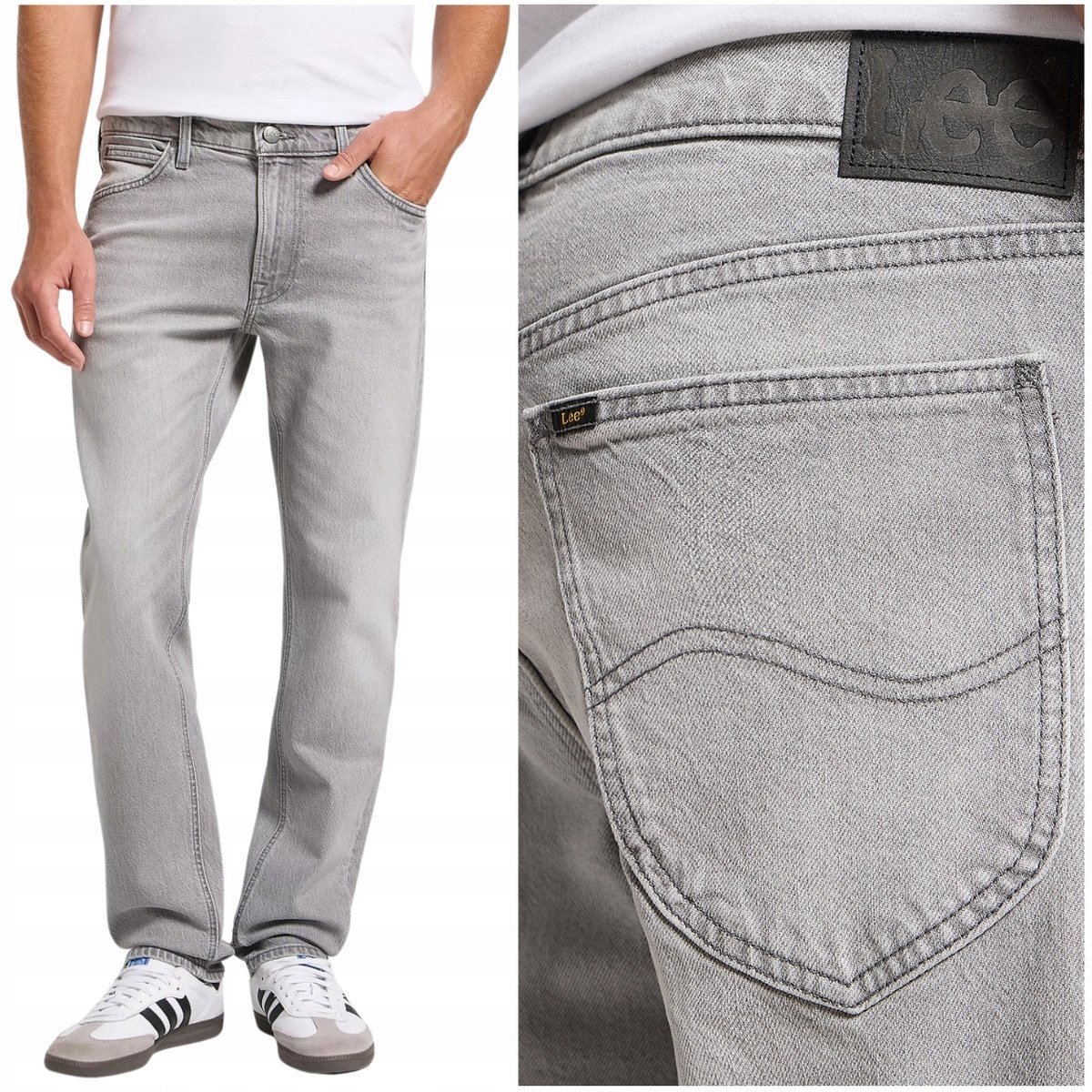 Lee DAREN Engineer DżINS proste szare spodnie jeansowe niższy stan W32 L32