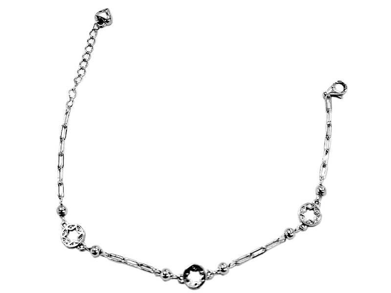 Srebrna bransoletka 925 łańcuszkowa kółeczka z gwiazdką i cyrkoniami