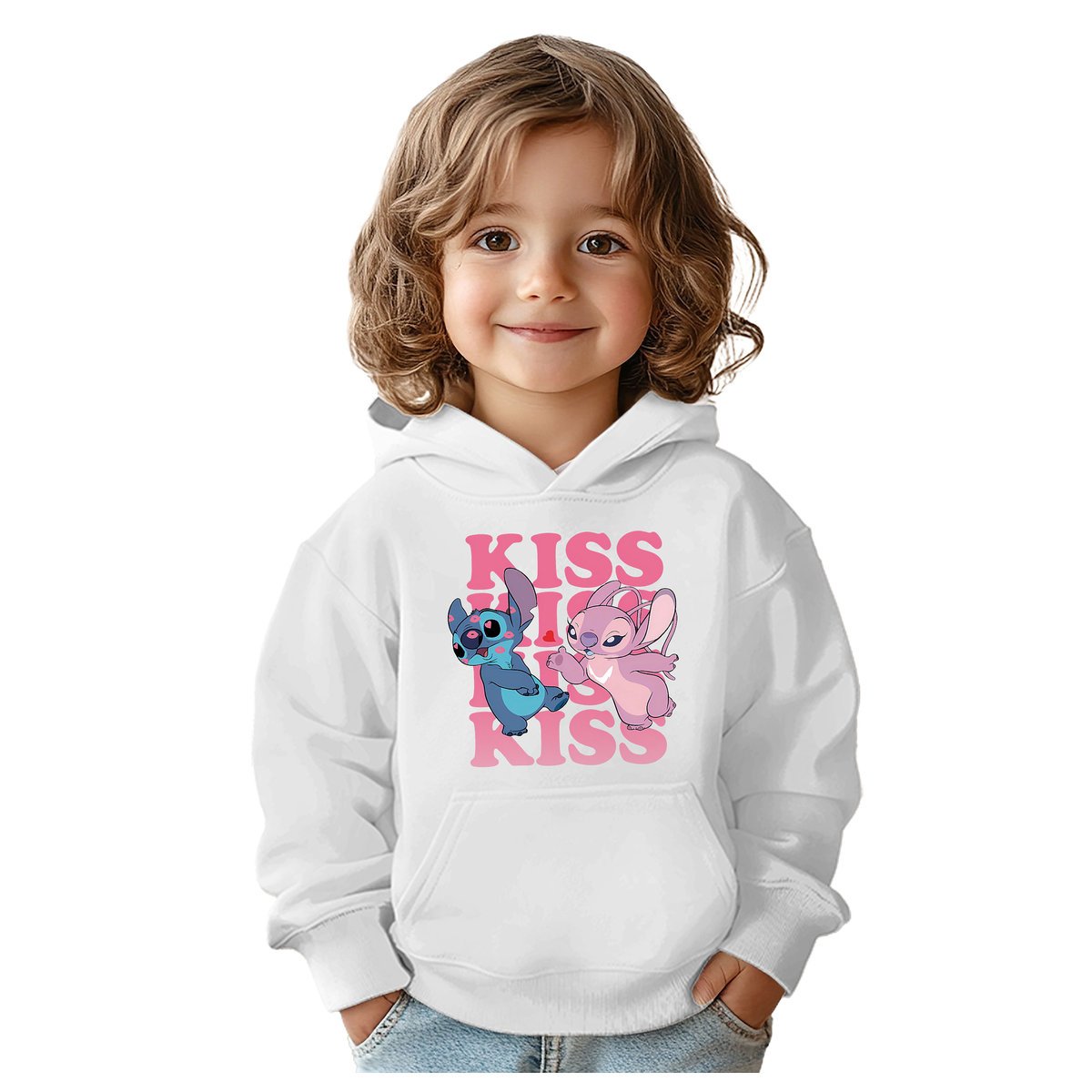 BLUZA DZIECIĘCA STITCH ANGEL ANDZIA KISS 134-140 Z KAPTUREM BAWEŁNIANA