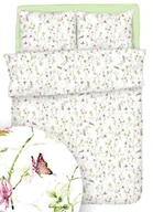 Pościel - Komplet Pościeli Bawełnianej 160x200 2x70x80 Powoje z Motylem Białe Polski Producent 100% Bawełna - miniaturka - grafika 1