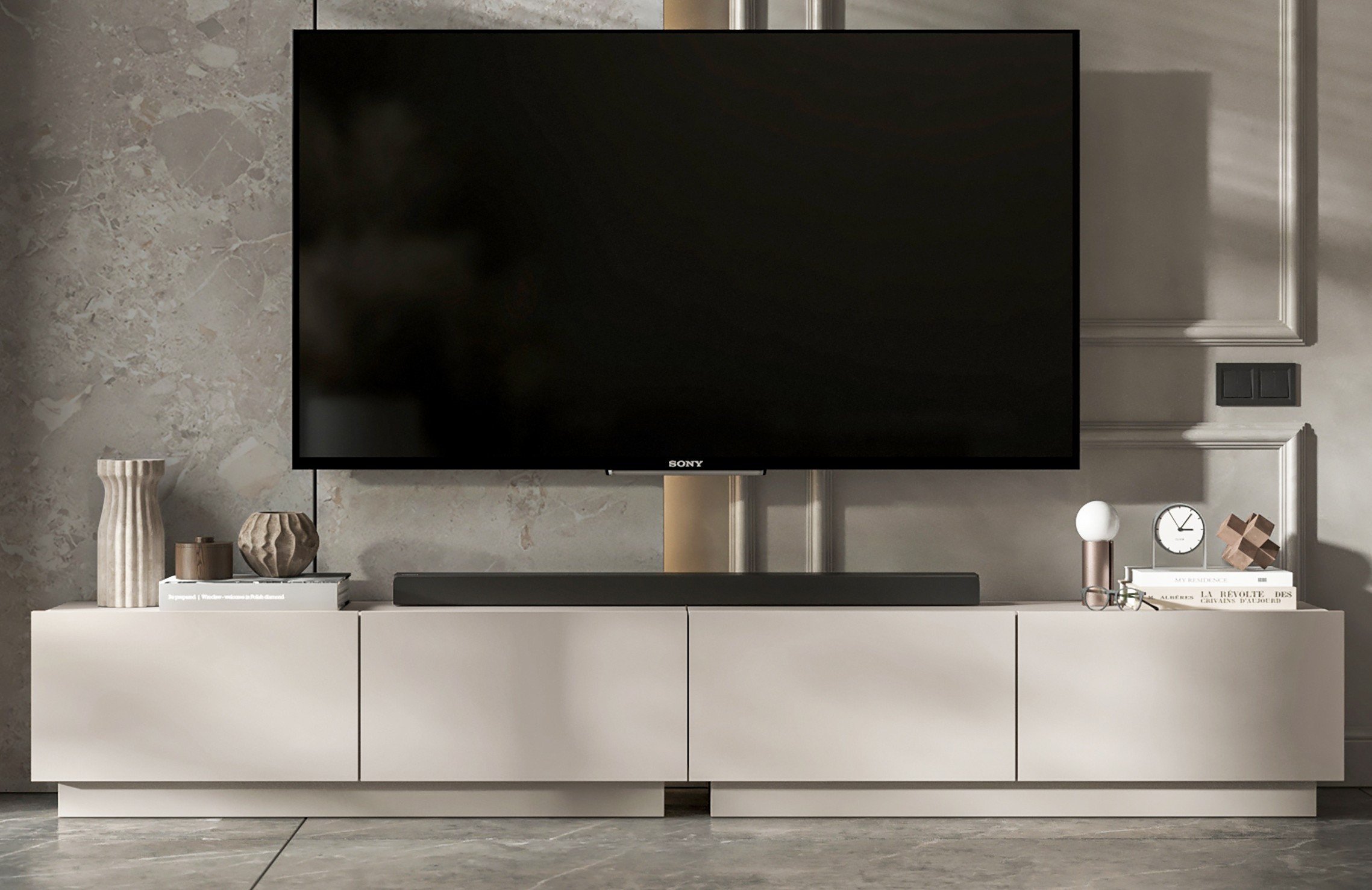 Szafka RTV Loft Komoda industrialna stojąca / wisząca Kaszmir MAT 240 cm