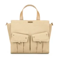 Torebki damskie - Damski kuferek z domieszką bawełny beżowy - miniaturka - grafika 1