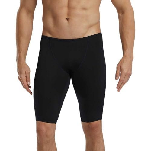 TYR Męski kostium kąpielowy Durafast Elite Solid Jammer, czarny/logo, 26