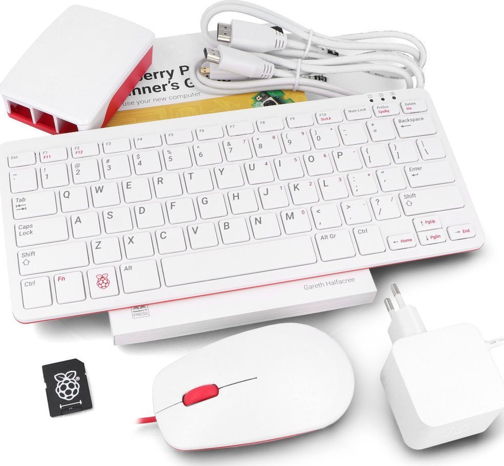 Raspberry Pi Desktop Kit oficjalny zestaw z obudową oraz klawiaturą i myszką czerwono-białą do Raspberry Pi 5}