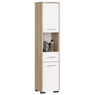 Szafki łazienkowe - SŁUPEK REGAŁ ŁAZIENKOWY FIN 2D 1SZ 1W SONOMA / BIAŁY - miniaturka - grafika 1