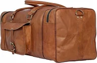 Torby podróżne - Torba podróżna Alaska Exports z prawdziwej skóry, Vintage- Brązowa 60x25 cm - miniaturka - grafika 1