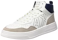 Sneakersy damskie - Armani Exchange Damskie sneakersy Seattle Mid z kontrastowym wyszywanym logo, Off White Beige, 40.5 EU - miniaturka - grafika 1