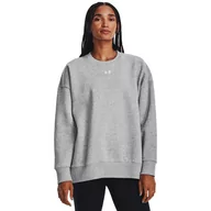 Koszulki sportowe damskie - Damska bluza dresowa nierozpinana bez kaptura Under Armour UA Rival Fleece OS Crew - szara - UNDER ARMOUR - miniaturka - grafika 1