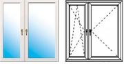 Okno fasadowe 2-szybowe  PCV O19 rozwierno-uchylne + rozwierne asymetryczne lewe 1465x1135 mm białe