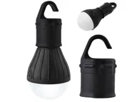 Latarki - Lampka Lampa Turystyczna Led Żarówka Namiot Biwak Czarny - miniaturka - grafika 1
