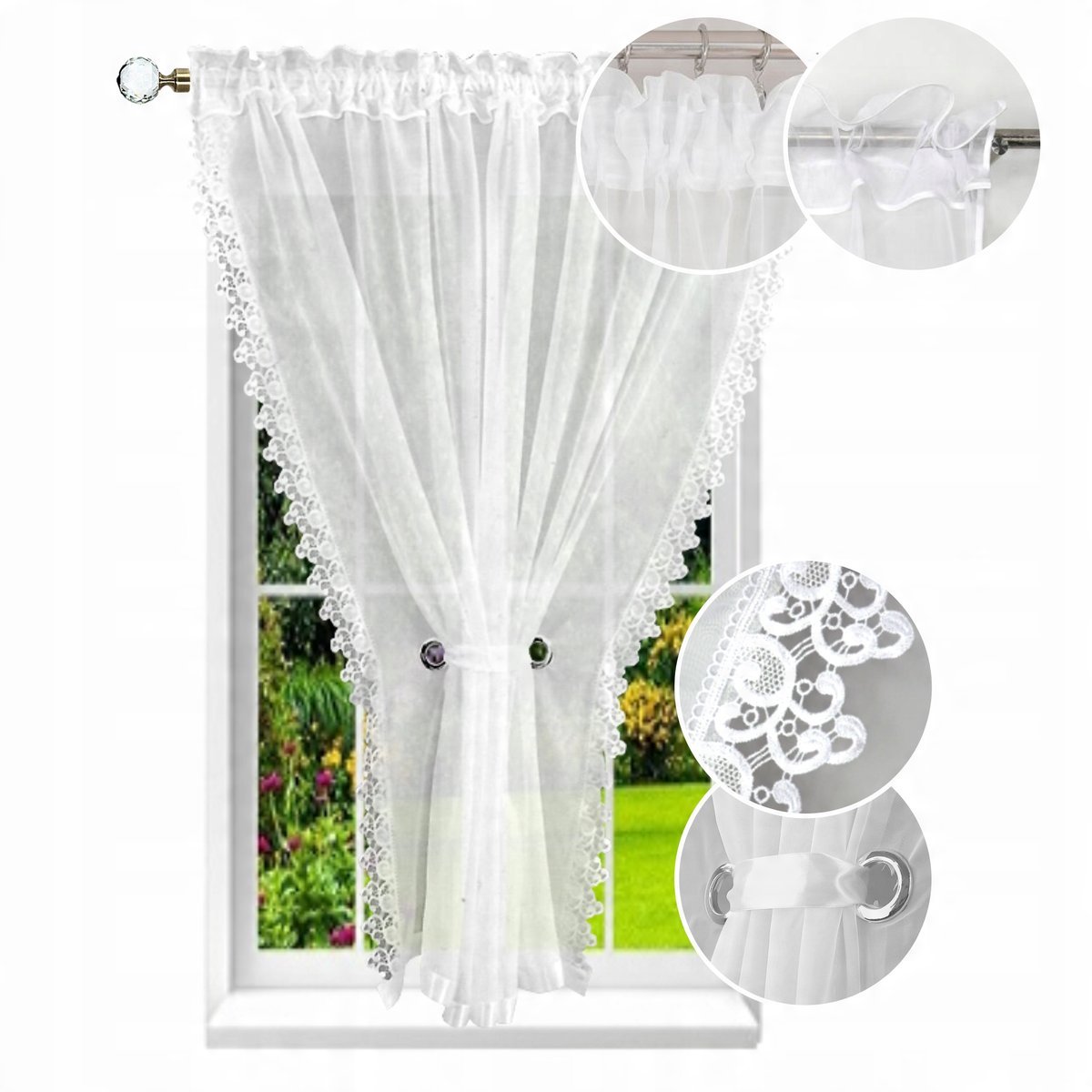 FIRANA 140X200 Z GIPIURĄ 8CM BIAŁA SALON KUCHNIA