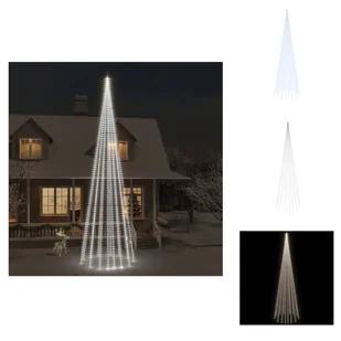 vidaXL Choinka LED na maszt zimna biel 1134 diody LED 800 cm - Oświetlenie świąteczne - Choinki - miniaturka - grafika 1