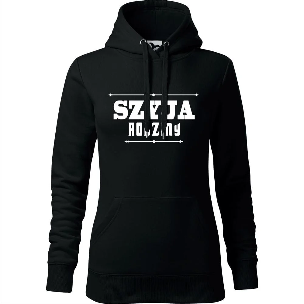 Damska Bluza Z Kapturem - Szyja Rodziny Czarny Xs
