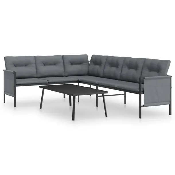 Zestaw Wypoczynkowy Ogrodowy, Stal Antracytowa, Sofa 230x168x65 cm, Stolik