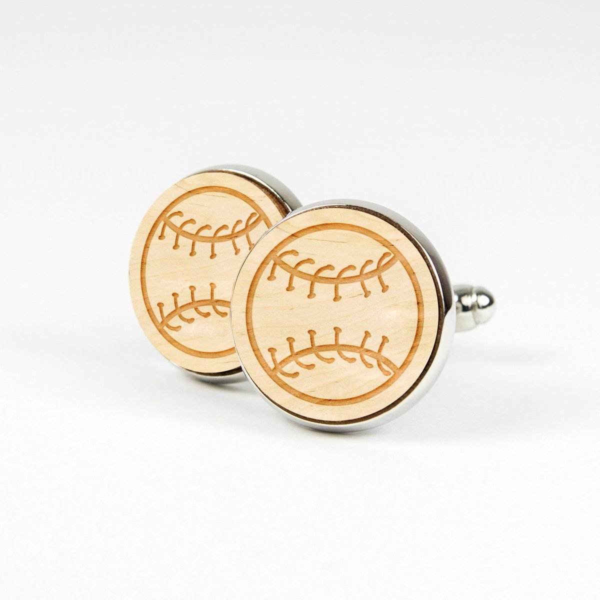 Spinki do mankietów drewniane - Piłka - Baseball