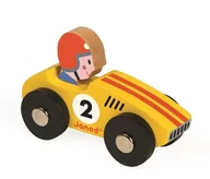 Samochody i pojazdy dla dzieci - Janod RACER żółta wyścigówka J08548 ZOL - miniaturka - grafika 1