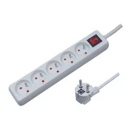 Przedłużacze i rozgałęźniki - Przedłużacz 5 gniazd 5m z uziemieniem z przesłonami gniazd z włącznikiem biały ELEKTRO - miniaturka - grafika 1