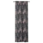 Firany - Firana z taśmą HORTENSE, 140 x 260 cm kolor czarny/kwiaty - miniaturka - grafika 1