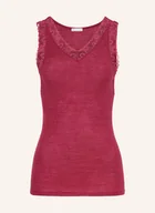 Koszulki i topy damskie - Hanro Top Woolen Lace Z Wełny Merino Z Koronką pink - miniaturka - grafika 1