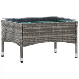 vidaXL Stolik kawowy, szary, 60x40x36 cm, rattan PE - Stoły ogrodowe - miniaturka - grafika 1