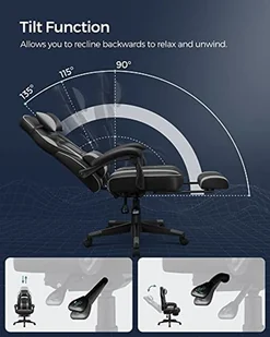 Fotel biurowy, krzesło biurowe Krzesło Do Gier Krzesło Biurowe Z Podnóżkiem, Krzesło Biurowe Z Zagłówkiem I Poduszką Lędźwiową, Z Regulacją Wysokości, Ergonomi - Fotele i krzesła biurowe - miniaturka - grafika 5