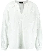 Bluzki damskie - Taifun Damska lekka bluzka z bawełnianymi rękawami balonowymi, długi rękaw, przekrojone ramiona, bluzka z długim rękawem, bawełniana bluzka jednokolorowa, białawy, 36 - miniaturka - grafika 1