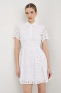 Sukienki - Silvian Heach sukienka bawełniana kolor biały mini rozkloszowana - miniaturka - grafika 1