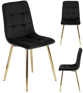 Krzesło Tapicerowane do Salonu YORK Czarny/Złoty - Krzesła - miniaturka - grafika 1