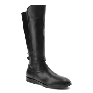 Czarne Kozaki Damskie Tommy Hilfiger Eleganckie Skórzane Buty - Kozaki damskie - miniaturka - grafika 1