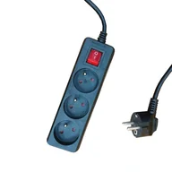 Przedłużacze i rozgałęźniki - Przedłużacz 3 gniazda 3 m z uziemieniem z przesłonami gniazd z włącznikiem czarny ELEKTRO - miniaturka - grafika 1