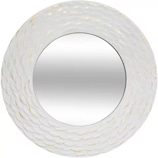 Atmosphera Lustro w białej ramie FOIL złote akcenty 80 cm 173828 - Lustra - miniaturka - grafika 1