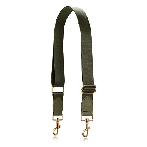 Allzedream pasek do torby crossbody, damski, szeroki pasek do zmiany, regulowany pasek na ramię, Oliwkowo-zielona, złota skóra, m, Nowoczesny