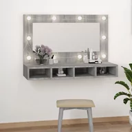 Toaletki - Lumarko Szafka z lustrem i LED, szary dąb sonoma, 90x31,5x62 cm - miniaturka - grafika 1